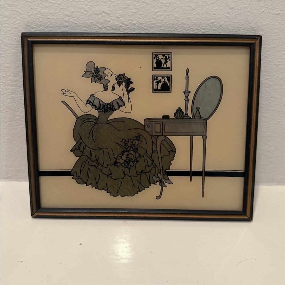 1920s-1930s Reliance Butterfly Wing Reverse Silhouette Women At Vanity Art